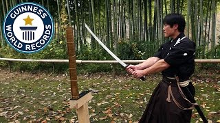 Martial Arts Master Attempts Katana World Record  Guinness World Records [upl. by Seana]