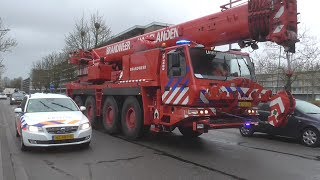 BRANDWEER KRAAN Brandweer Haaglanden met Kraan onderweg naar een melding in Rotterdam [upl. by Sinnej248]