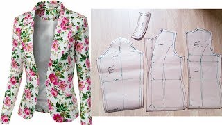 How to draft Womens Jacket Blazer  NotchedCollar Jacket  Pattern drafting [upl. by Cristabel]