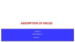 Lecture1  Absorption of drugs By Dr Elsayed Abdelhadi 2023  2024 [upl. by Glynnis733]