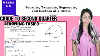 G10 PROVING SECANT AND TANGENT SEGMENTS  Learning Task 3 Week 56 [upl. by Anneh]