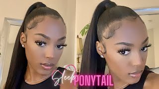 ULTRA Sleek Ponytail Tutorial 💕  Natural Hair Friendly [upl. by Brenda912]