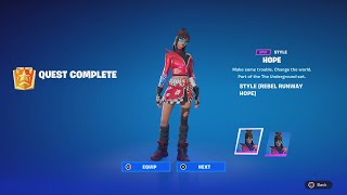 3 NEW Fortnite Quest Rewards QUICKEST Way To Unlock Them Rebel Runway Hope Style [upl. by Deedahs]