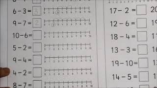 Matematik Awal Prasekolah  Operasi Tolak Garis Nombor [upl. by Kyred997]