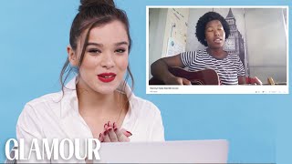 Hailee Steinfeld Watches Fan Covers On YouTube  Glamour [upl. by Myles946]