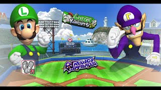 Mario Super Sluggers Luigi Knights vs Waluigi Spitballs in Mario Stadium Day [upl. by Crispas]