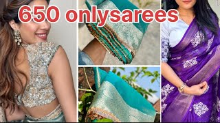 🔥650 onlysareessareeslatest sareesdesignersarees trending sareesunder650 whats up on [upl. by Amsirhc530]