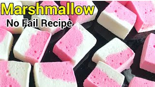 MARSHMALLOW No fail Recipe ll No cornsyrup ll 2 ingredients easy method ll tasty spongy candy [upl. by Gaut132]