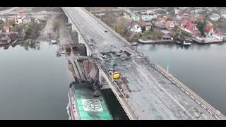 ukraine war  Devastating drone footage of destroyed Antonovsky Bridge during Battle for Kherson [upl. by Annohsat257]