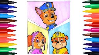 Draw Paw Patrol CHASE Skye amp Rubble Head  Colouring Pages  art drawing pawpatrol cartoon [upl. by Ihtraa20]