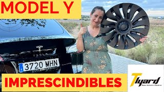 TESLA MODEL Y IMPRESCINCIBLES TAPACUBOS PRECIOSOS Y ALFOMBRAS DE TLYARD [upl. by Ahsilad]