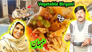 Chinese Vegetable Biryani and Guests pakistan village family Safdars family villagelife [upl. by Idahs]