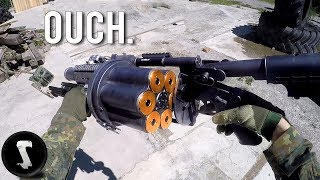 Possibly the Most Painful Airsoft Gun in Existence 40mm Grenade Launcher [upl. by Mossolb]