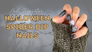 Halloween Dip Powder Nail Inspo with Spider Nail Art [upl. by Lebama]