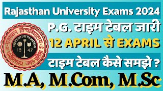 UNIRAJ PG TIME TABLE 2024  MA MCOM MSC TIME TABLE  UNIRAJ ADMIT CARD 2024 KAISE DOWNLOAD KARE [upl. by Anivid]