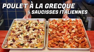 RECETTES RAPIDES FACILES ET ECONOMIQUES AU FOUR  POULET À LA GRECQUE amp SAUCISSES ITALIENNES [upl. by Wawro]