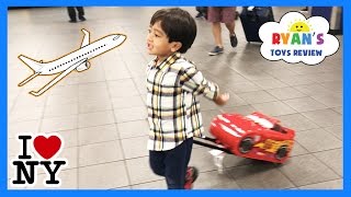 Ryan ToysReview airplane ride and opening surprise eggs [upl. by Seppala]