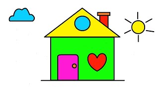 how to drawing a house easy drawing house step by step beautiful house Drawing colour for kids house [upl. by Engleman]