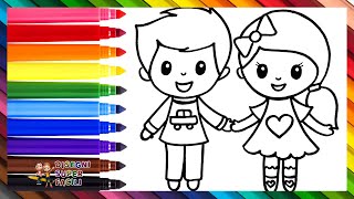 Come Disegnare Bambini 👧👦 Disegnare e Colorare una Ragazza e un Ragazzo 🌈 Disegni per Bambini [upl. by Brant36]