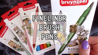 Bruynzeel dual tip finelinerbrush pens  Trying new art supplies [upl. by Enilrahc]