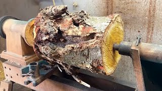 Wood turning magic  Turn Logs Into One Of A Kind wWorks Of Art [upl. by Aicemed955]