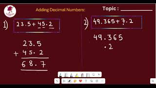 Adding Decimal numbers  EasyWay learners [upl. by Harman469]