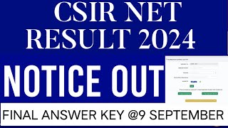 csir net result 2024  CSIR UGC NET JUNE EXAM RESULT  CSIR NET FINAL ANSWER KEY [upl. by Yelsna197]