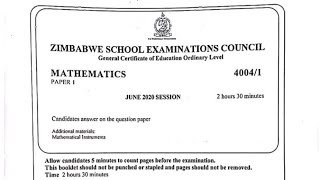 ZIMSEC JUNE 2020 Maths Paper 1 Full Paper solutions [upl. by Hubble252]