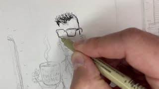 Adam Zyglis quotWorking from Homequot cartoon timelapse [upl. by Nerag]