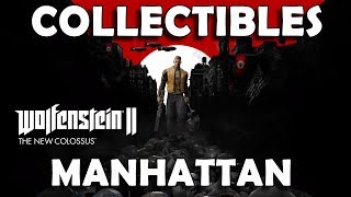 Wolfenstein 2 The New Colossus  Manhattan Collectible Locations Gold Art Cards Records Toys [upl. by Salene]