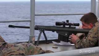 USMC Scout Snipers vs small boat Barrett M107 50 BMG Rifles [upl. by Juan969]