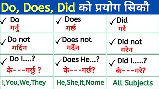 Do Does amp Did को सही प्रयोग  Do Does and Did in English Grammar  Correct Use of Do  Does  Did [upl. by Yendys67]