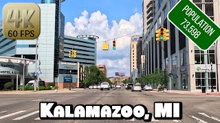 Driving Around Downtown Kalamazoo Michigan in 4k Video [upl. by Rosa]