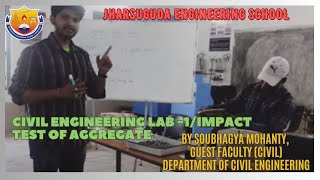 CIVIL ENGINEERING LAB 1IMPACT TEST OF AGGREGATE 3RD SEM CIVIL JES JHARSUGUDA SCTEampVT [upl. by Wolfie]