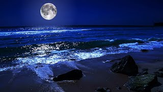 Fall Asleep On A Full Moon Night With Calming Wave Sounds  9 Hours of Deep Sleeping on Mareta Beach [upl. by Vrablik431]