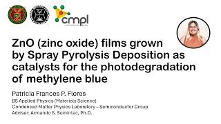 ZnOzinc oxide Films Grown by Spray Pyrolysis Deposition as a Catalyst for the Photo PF Flores [upl. by Ialohcin]