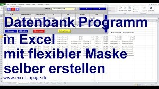 0 Datenbank Programm in Excel mit flexibler Maske selber erstellen [upl. by Grefe767]