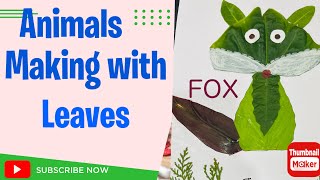 How to make fox from leaves l DIY leaf art l leaf craft ideas for school project [upl. by Hulburt453]