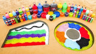 How to make Rainbow Cake with Orbeez Big Coca Cola Pepsi Fanta Mtn Dew Popular Sodas amp Mentos [upl. by Gayn599]