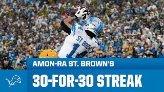 Every catch from AmonRa St Browns HISTORIC streak  Detroit Lions Highlights [upl. by Evelina]