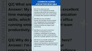 4 Most Common Job Interview Questions and Answers for Admin Jobs or Administrative Jobs [upl. by Atinoj]