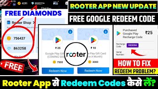 rooter app se redeem code kaise le  free redeem code app  google play gift card earning app 2024 [upl. by Eidde592]