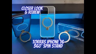 Closer Look at Iphone 16 Pro Max TORRAS Upgraded 360° Spin Magnetic Stand Case [upl. by Nilhtac]