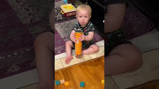 Baby Spencer Invents a New Game Blocks in the Pringles Tube 😀👍❤️baby babyboy kidsfun [upl. by Anoj]