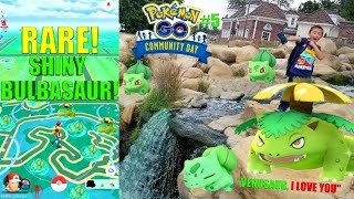 RARE SHINY BULBASAUR HUNTING IN THE PARK CAUGHT TONS OF NEW SHINIES Pokemon Go Community Day Event [upl. by Niwred991]