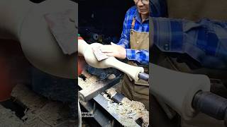 Old carpenter sandpapering wooden artifacts on a rotating machine wood work woodworking shorts [upl. by Sharline]