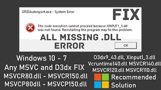 How to Fix All Missing DLL file Error in Windows 10 81 8 7  MSVCR amp MSVCP 150 140 120 110 [upl. by Beverlie]