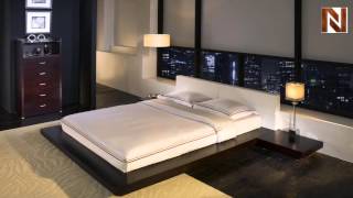 Modloft HB39AKWENWHT Worth Bed  King Wenge White Leather [upl. by Einial]