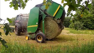 JD 567 mega wide hooked up to IH 1086 rolling bales [upl. by Mya]