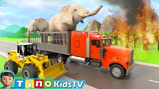 Animal Rescue Trucks for Kids  Elephant Zoo Construction [upl. by Diraj]